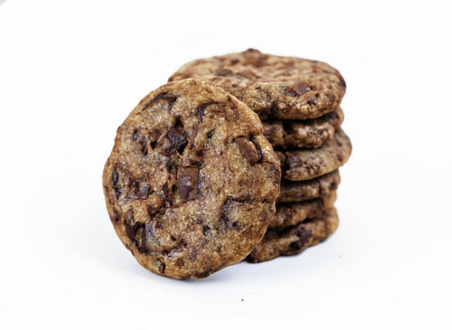 Stack of chocolate chip Kookies on a white background