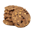 Stack of Kookies with visible white and dark chocolate chips on a white background.
